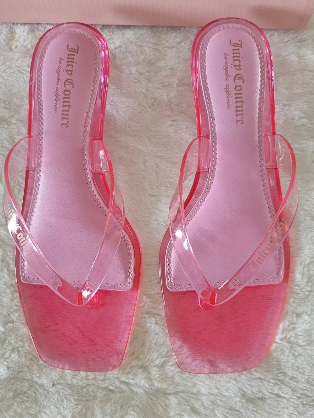 NIB Juicy Couture Clear Pink Jelly Toe-Post Slide Sandals Size-9 - Picture 6 of 8